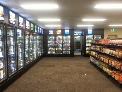 Cool Room with glass door insert and Sheving with signage