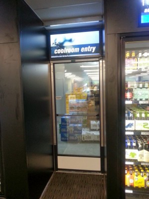 Cool Room with glass door insert and Sheving with signage 3